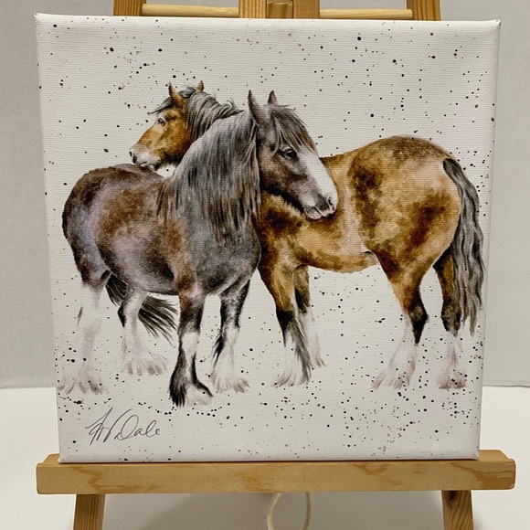 Watercolor Horses Canvas Art - Brown & Gray 8“ x 8“. horse painting, horse decor - Picture 2 of 4
